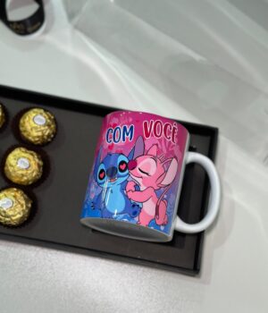 CESTA CANECA DE PORCELANA COM 6 FERREROS SEM VOCÊ COM VOCÊ