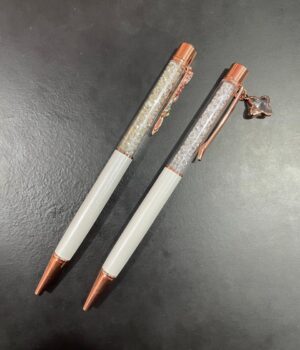 CANETA LUXO COM STRASS BRANCO E ROSÉ