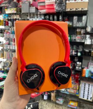 FONE DE OUVIDO HEADSET COM FIO CHOKI PRETO COM VERMELHO