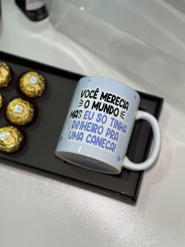 CESTA CANECA DE PORCELANA COM 6 FERREROS REP BARDEI TIU IU AZUL - Imagem 2