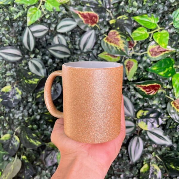 CANECA GLITTER DOURADA FOSCO