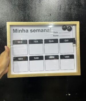 QUADRO PLANNER SEMANAL MOLDURA DOURADA