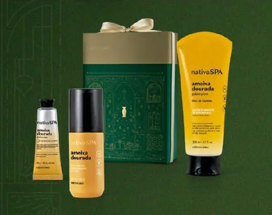 KIT NATIVA SPA AMEIXA DOURADA LOÇÃO + DESODORANTE + CREME PARA MÃOS