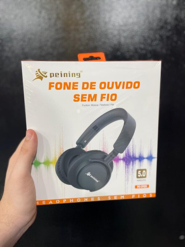 FONE DE OUVIDO HEADSET SEM FIO COM MICROFONE PRETO PEI-EP601 - Imagem 2