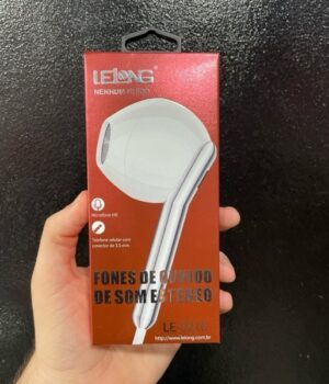 FONE DE OUVIDO COM FIO BRANCO LE-0216