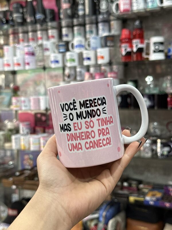 CANECA DE PORCELANA BRANCA FELIZ ANIVERSÁRIO ROSA FLORK - Imagem 2