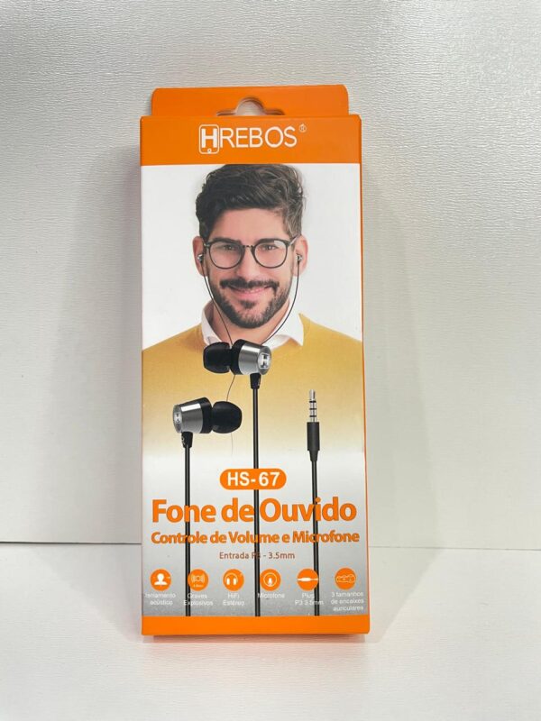 FONE DE OUVIDO COM FIO CONECTOR P2 HS-67
