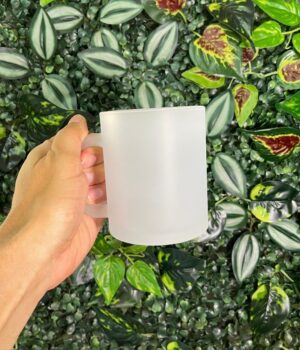 CANECA DE VIDRO JATEADO