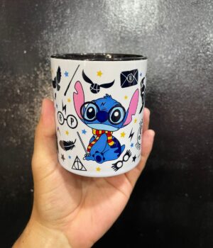 CANECA ALÇA E INTERIOR PRETO STITCH HARRY POTTER