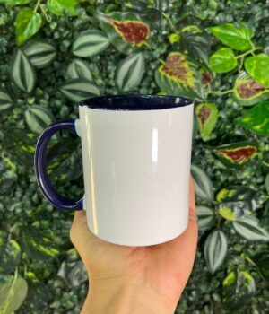 CANECA DE ALÇA E INTERIOR AZUL ESCURO