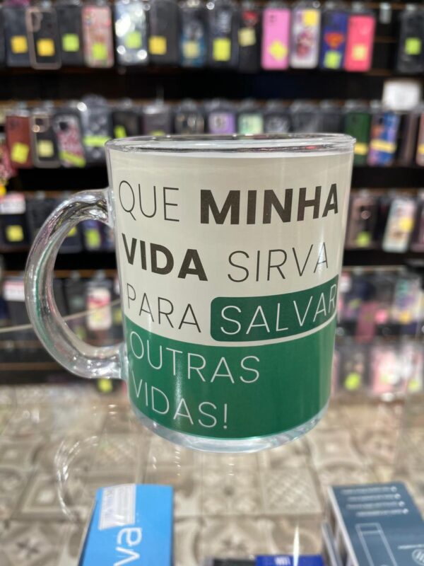 CANECA DE VIDRO MEDICINA QUE MINHA VIDA SIRVA PARA SALVAR OUTRAS VIDAS