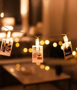 FIO DE FADA COM PRENDEDORES BRANCO QUENTE 10 LEDS 2M