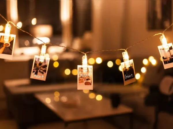 FIO DE FADA COM PRENDEDORES BRANCO QUENTE 10 LEDS 2M