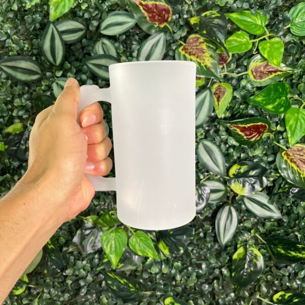 CANECA DE VIDRO JATEADO GRANDE