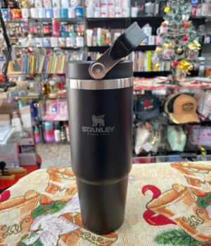 GARRAFA TÉRMICA PRETA COM BICO RETRÁTIL E ALÇA 900ML