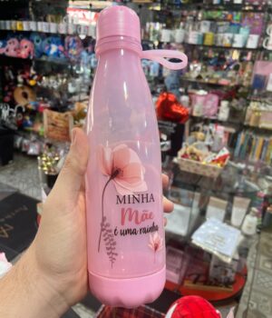 GARRAFA PLÁSTICO ROSA MINHA MÃE É UMA RAINHA 650ML