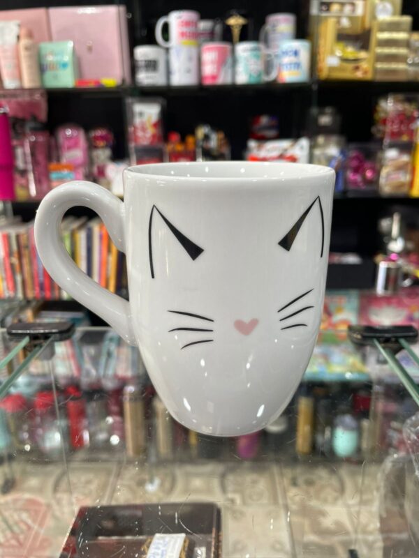 CANECA PORCELANA BRANCA GATO