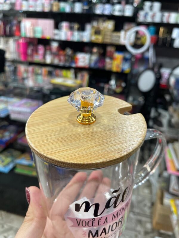 CANECA DE VIDRO COM TAMPA MÃE VOCÊ É A MINHA MAIOR INSPIRAÇÃO! - Imagem 2