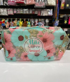 ESTOJO FLORES VERDES E ROSAS MÃE MELHOR AMIGA!