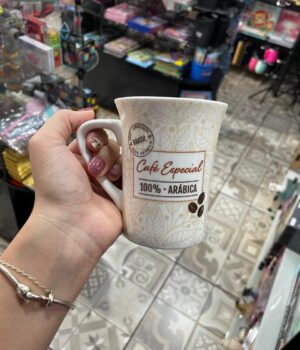CANECA PORCELANA BRANCA CAFÉ ESPECIAL 100% ARÁBICA 340ML