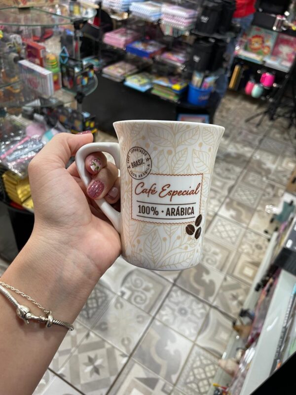 CANECA PORCELANA BRANCA CAFÉ ESPECIAL 100% ARÁBICA 340ML