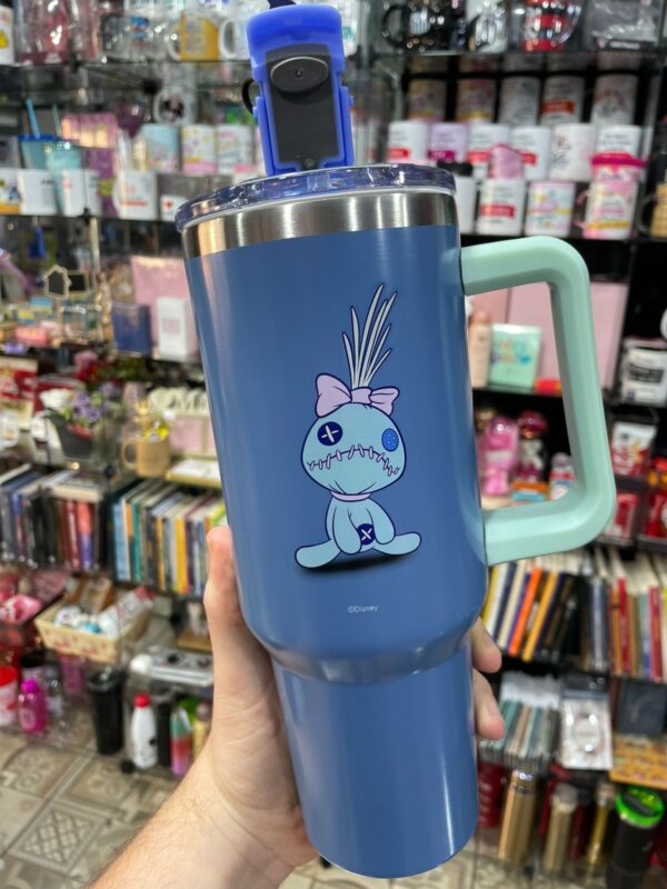 COPO COM CANUDO 1,2L AZUL STITCH COM PINGENTE - Imagem 3