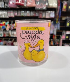 CANECA DE VIDRO AMOR PATODA VIDA