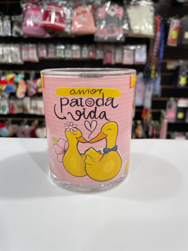 CANECA DE VIDRO AMOR PATODA VIDA