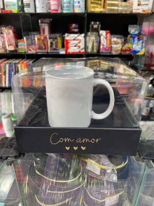 CAIXA COM CANECA DE PORCELANA BRANCA PERSONALIZADA