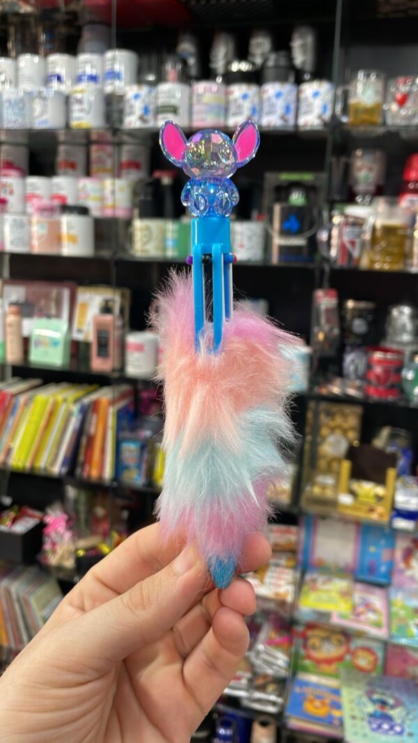 CANETA STITCH 6 CORES AZUL COM POMPOM