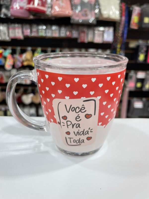 CANECA DE VIDRO MEU PAR VOCÊ É PRA VIDA TODA