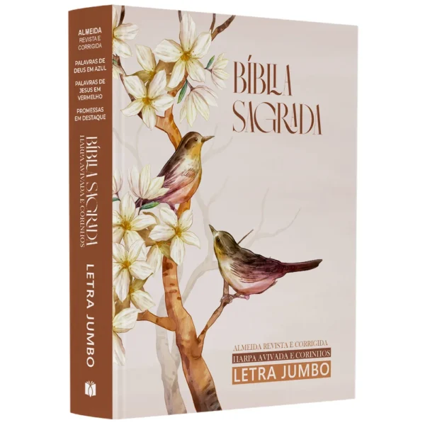 BÍBLIA ARC PÁSSAROS HARPA AVIVADA E CORINHOS CAPA DURA LETRA JUMBO