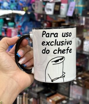 CANECA DE PORCELANA PARA USO EXCLUSIVO DO CHEFE ALÇA E INTERIOR PRETO