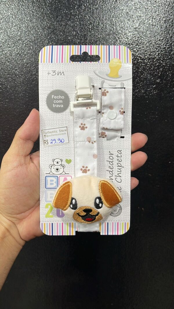 PRENDEDOR DE CHUPETA CACHORRINHO BRANCO