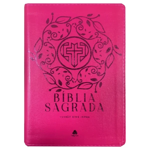 BÍBLIA KING JAMES ROSA CAPA COM ZIPER LETRA NORMAL