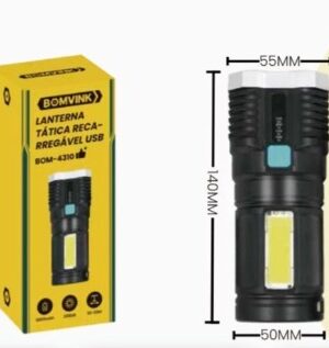 LANTERNA TÁTICA RECARREGÁVEL USB BOM-4310