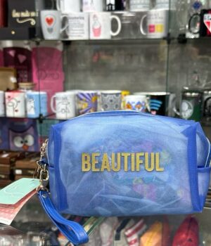 NECESSAIRE AZUL COM TRANSPARÊNCIA BEAUTIFUL