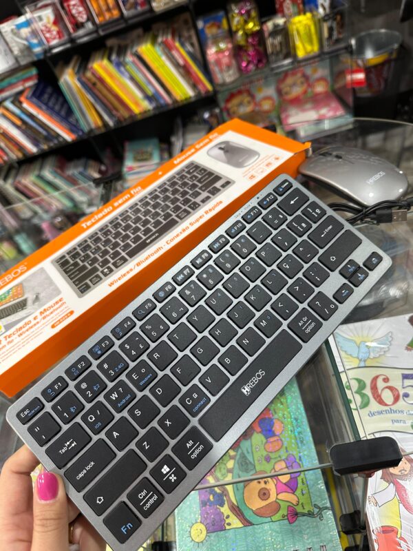 TECLADO SEM FIO + MOUSE SEM FIO HREBOS HS-525K BLUETOOTH - Imagem 2
