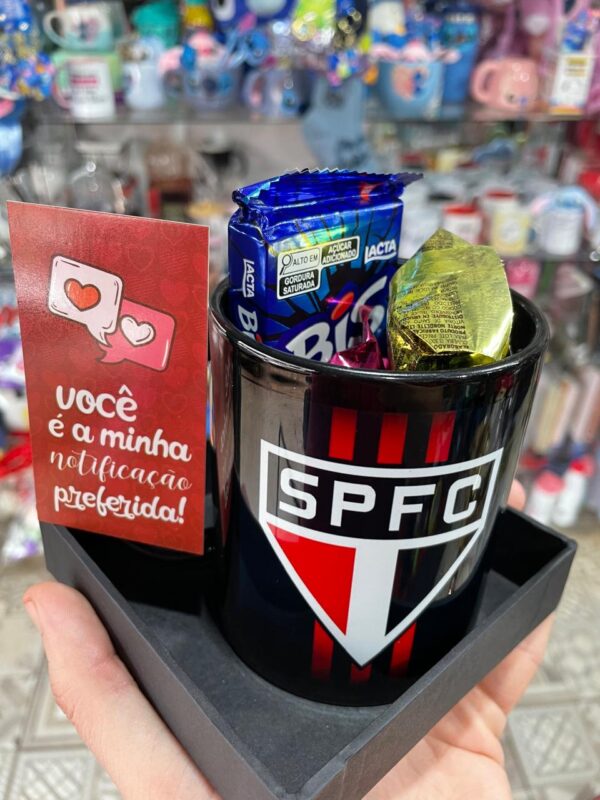 CAIXA COM TAMPA TRANSPARENTE E CANECA DO SÃO PAULO - Imagem 2