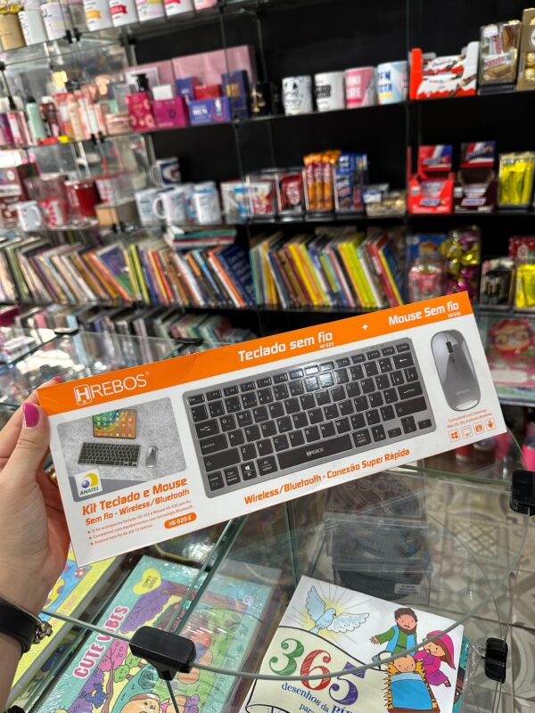 TECLADO SEM FIO + MOUSE SEM FIO HREBOS HS-525K BLUETOOTH