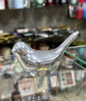 ENFEITE PEQUENO DE PORCELANA | PÁSSARO PRATA
