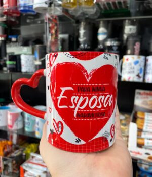 CANECA ALÇA CORAÇÃO VERMELHA PARA MINHA ESPOSA MARAVILHOSA EU TE AMO E PONTO FINAL