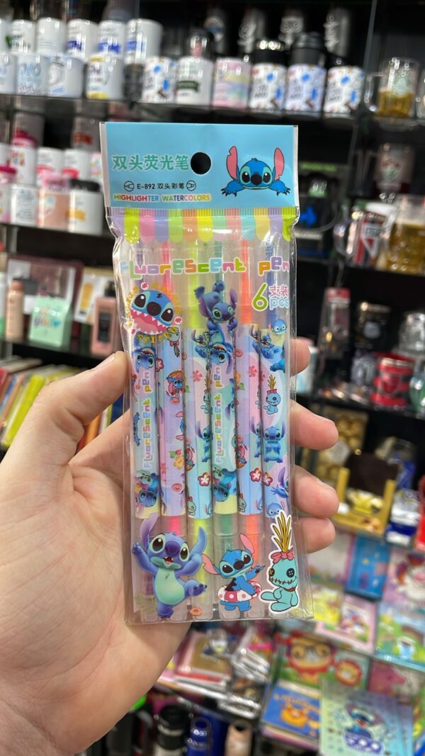 KIT CANETINHAS PARA COLORIR BOBBIE GOODS 2 PONTAS STITCH 6 CORES
