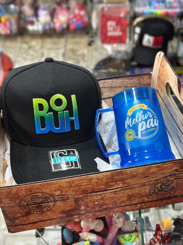 CESTA COM BONÉ + COPO DE GEL EU TENHO O MELHOR PAI DO MUNDO - Imagem 2