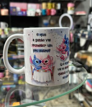 CANECA DE PORCELANA STITCH E ANGEL | O QUE A GENTE VAI PROMETER UM PRO OUTRO?