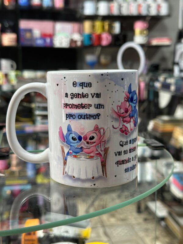 CANECA DE PORCELANA STITCH E ANGEL | O QUE A GENTE VAI PROMETER UM PRO OUTRO?