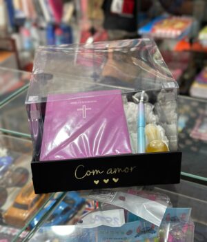 CAIXA COM BÍBLIA, ÓLEO DE UNÇÃO E CANETA DIAMANTE