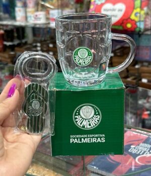 CANECA DE VIDRO COM ABRIDOR PALMEIRAS 310ML