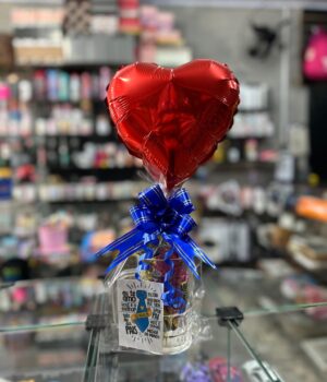 COPO DE VIDRO + BOMBONS + CARTÃO PAI + BALÃO DE CORAÇÃO