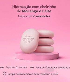 SABONETES EM BARRA O BOTICÁRIO CUIDE-SE BEM MORANGO E LEITE 4X80G